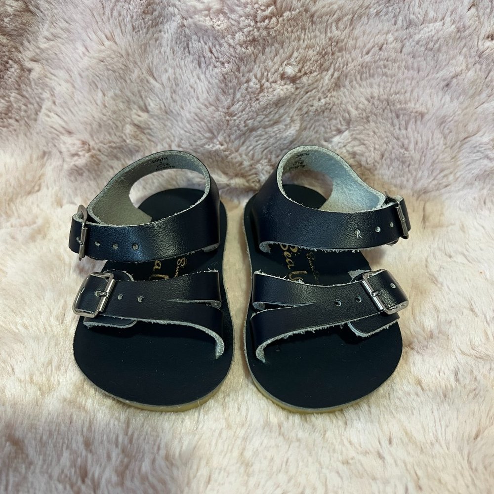 Saltwater Black Sandals Size 1